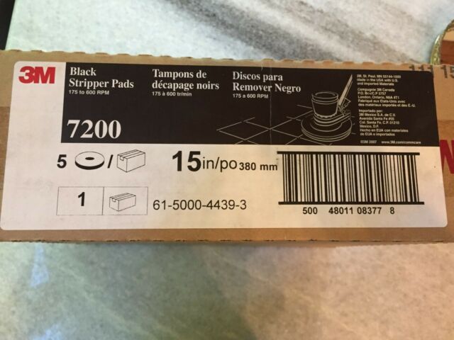3M 08379 Low-Speed Stripper Floor Pad 7200 Black Case of 5 17" Diameter 