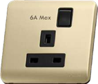 Orange Scintilla Single Switched Socket Outlet 6A Max