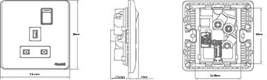 Orange Scintilla Single Switched Socket Outlet & 6A Max