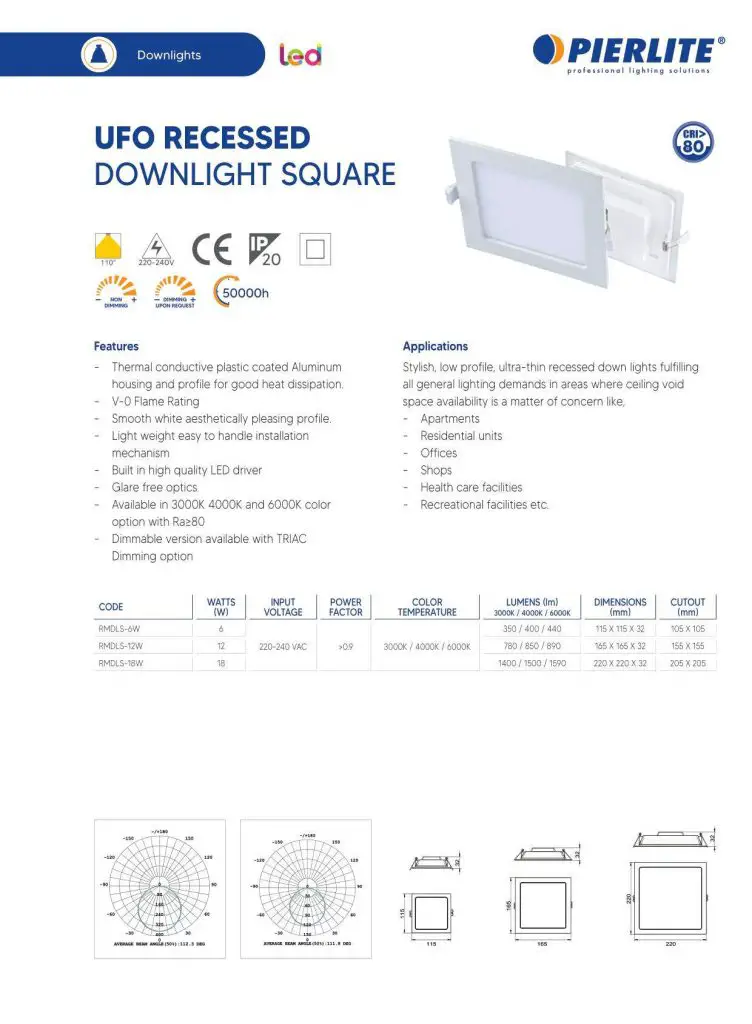 PIERLITE UFO SLIM DOWNLIGHT SQUARE