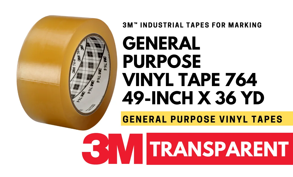 3M 764 Trans GP Vinyl Tape, Transparent, 49 in x 36 yd